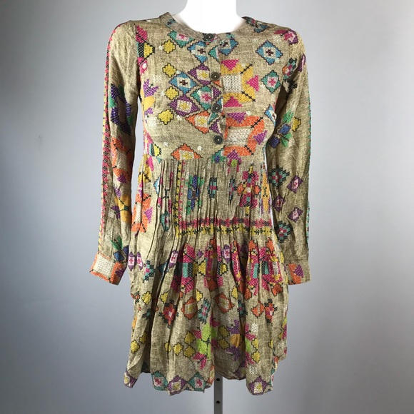 Anthropologie Dresses & Skirts - Anthro Hemant & Nandita Prima Dress Beaded Silk